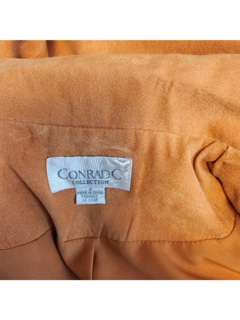 Conrad C Solid Orange Full Front Zip Long Slv Jacket Blazer Size 4 SMALL Microfi - Picture 7 of 7